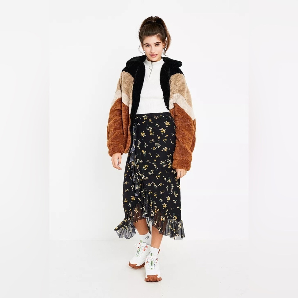Urban Outfitters Mesh Frill Midi Skirt